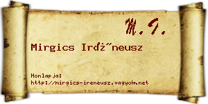 Mirgics Iréneusz névjegykártya